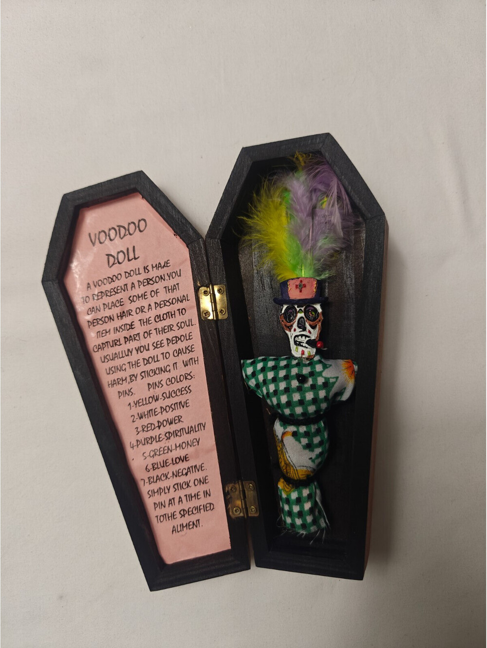 Voodoo Doll in Wooden Coffin
